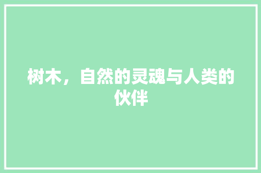 树木，自然的灵魂与人类的伙伴