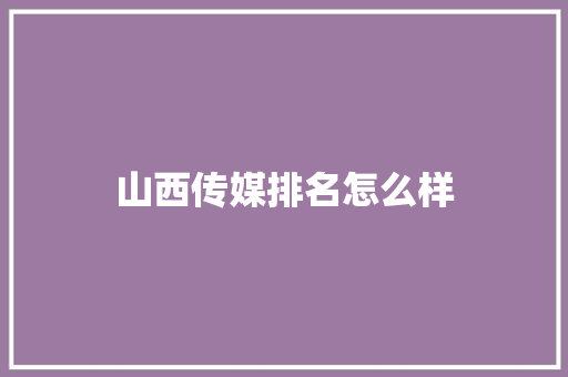 山西传媒排名怎么样