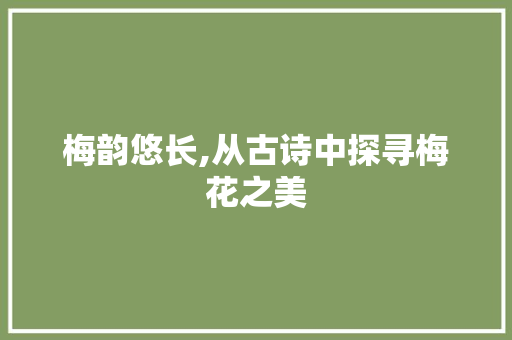 梅韵悠长,从古诗中探寻梅花之美