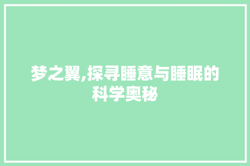 梦之翼,探寻睡意与睡眠的科学奥秘
