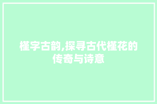 槿字古韵,探寻古代槿花的传奇与诗意