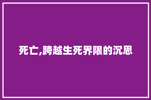 死亡,跨越生死界限的沉思