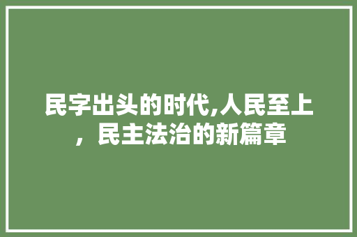 民字出头的时代,人民至上，民主法治的新篇章