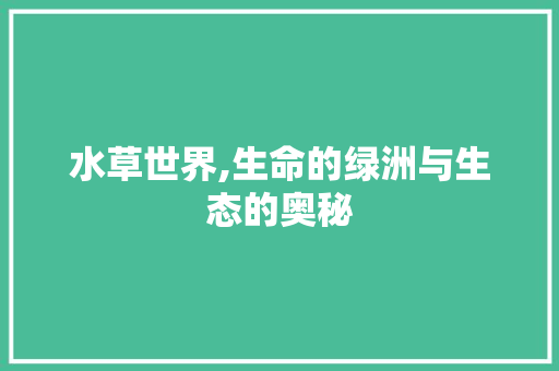 水草世界,生命的绿洲与生态的奥秘