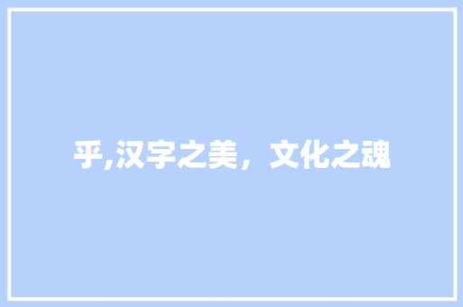 乎,汉字之美，文化之魂