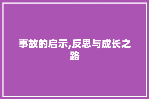 事故的启示,反思与成长之路