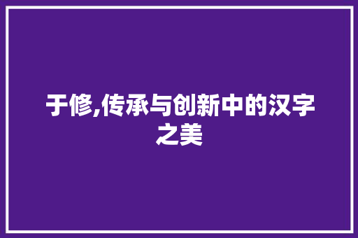 于修,传承与创新中的汉字之美