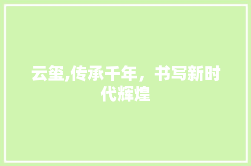 云玺,传承千年，书写新时代辉煌