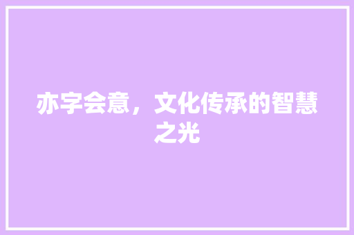 亦字会意，文化传承的智慧之光