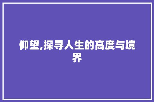 仰望,探寻人生的高度与境界