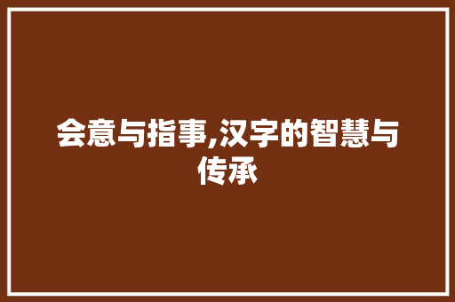 会意与指事,汉字的智慧与传承