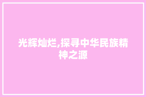 光辉灿烂,探寻中华民族精神之源