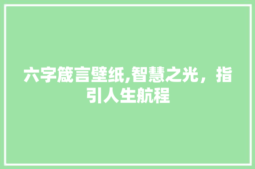 六字箴言壁纸,智慧之光，指引人生航程