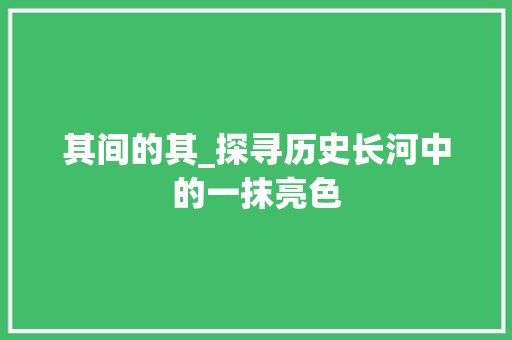 其间的其_探寻历史长河中的一抹亮色