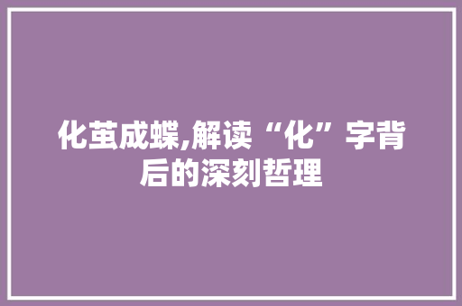 化茧成蝶,解读“化”字背后的深刻哲理