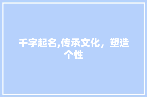 千字起名,传承文化，塑造个性