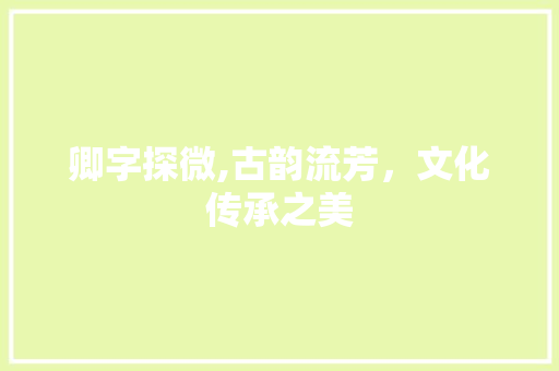 卿字探微,古韵流芳，文化传承之美