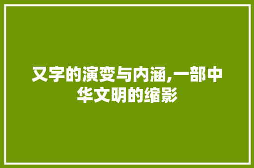 又字的演变与内涵,一部中华文明的缩影
