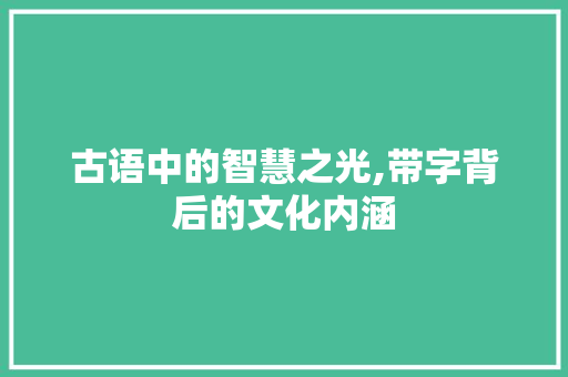 古语中的智慧之光,带字背后的文化内涵