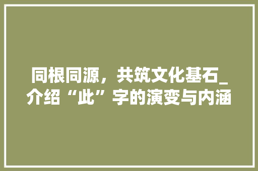同根同源，共筑文化基石_介绍“此”字的演变与内涵