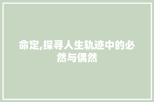 命定,探寻人生轨迹中的必然与偶然