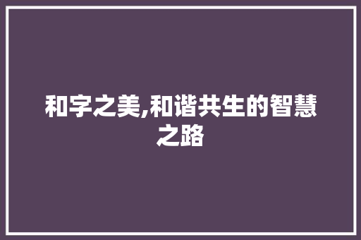 和字之美,和谐共生的智慧之路