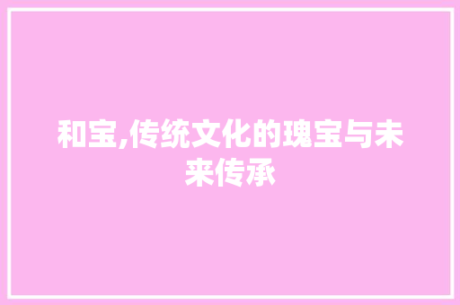 和宝,传统文化的瑰宝与未来传承