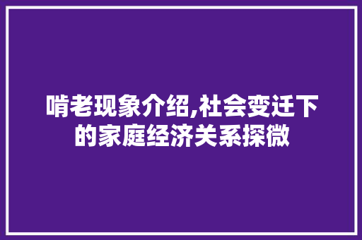 啃老现象介绍,社会变迁下的家庭经济关系探微