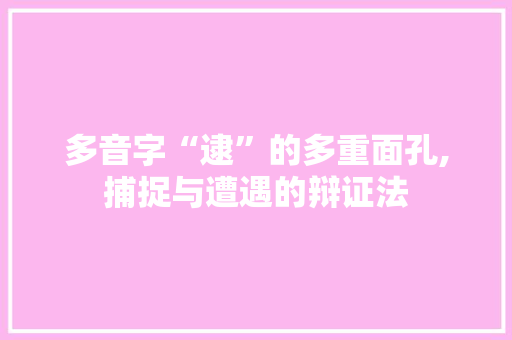 多音字“逮”的多重面孔,捕捉与遭遇的辩证法