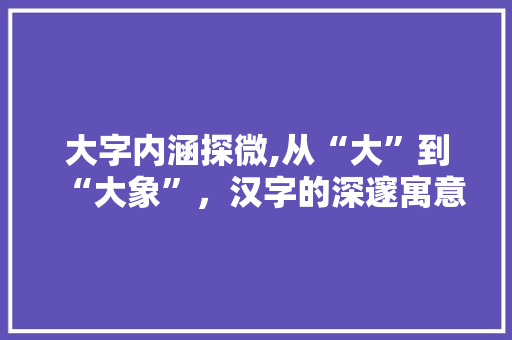 大字内涵探微,从“大”到“大象”，汉字的深邃寓意