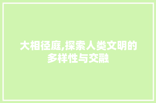 大相径庭,探索人类文明的多样性与交融