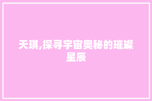 天琪,探寻宇宙奥秘的璀璨星辰