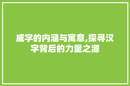 威字的内涵与寓意,探寻汉字背后的力量之源