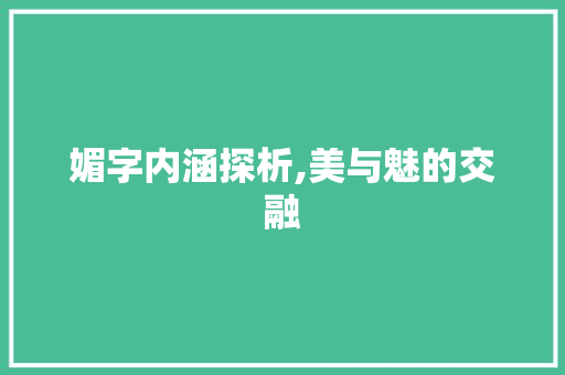 媚字内涵探析,美与魅的交融