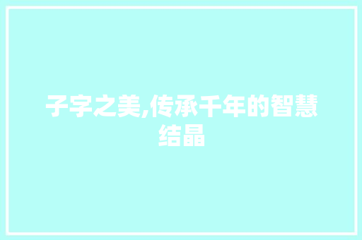 子字之美,传承千年的智慧结晶