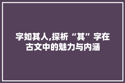 字如其人,探析“其”字在古文中的魅力与内涵