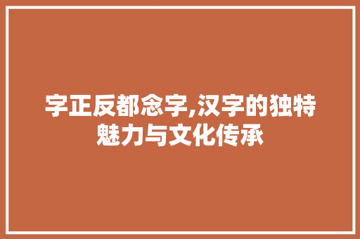 字正反都念字,汉字的独特魅力与文化传承