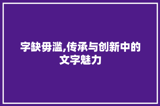 字缺毋滥,传承与创新中的文字魅力