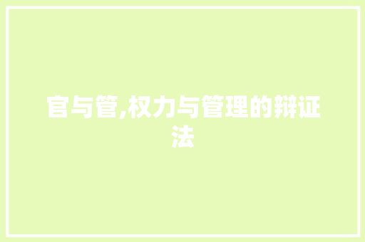 官与管,权力与管理的辩证法