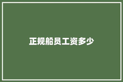 正规船员工资多少