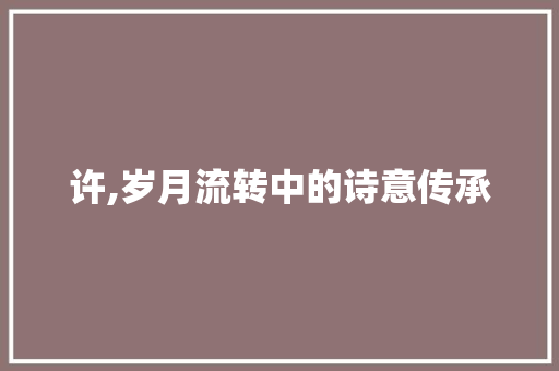 许,岁月流转中的诗意传承