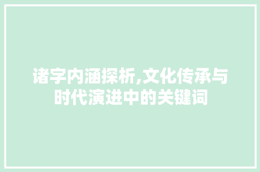 诸字内涵探析,文化传承与时代演进中的关键词