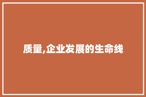 质量,企业发展的生命线
