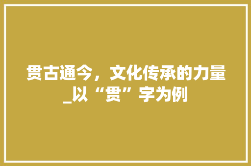 贯古通今，文化传承的力量_以“贯”字为例