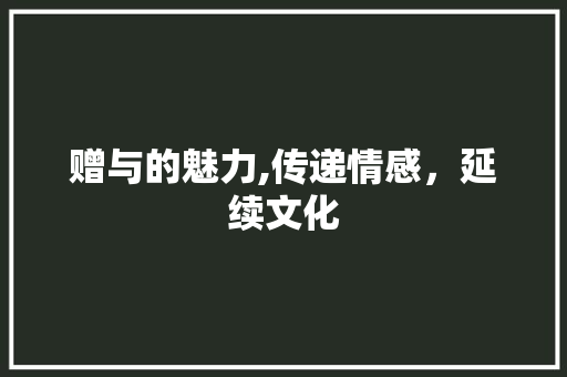 赠与的魅力,传递情感，延续文化