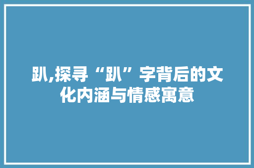 趴,探寻“趴”字背后的文化内涵与情感寓意