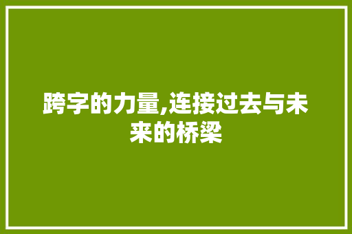 跨字的力量,连接过去与未来的桥梁