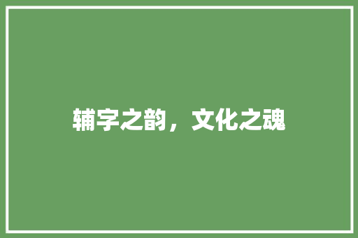 辅字之韵，文化之魂