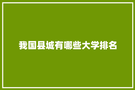 我国县城有哪些大学排名