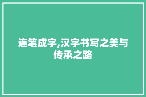 连笔成字,汉字书写之美与传承之路